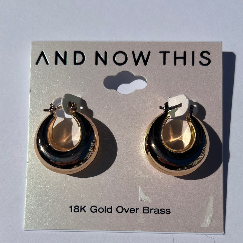 Gold and Black Hoop Earrings - Picture 3 of 4